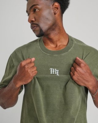 Camiseta Oversized Estampada Script - Verde Estonado