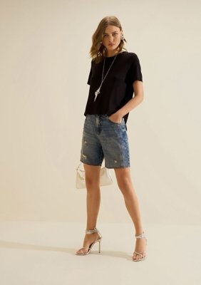 Bermuda Jeans Reta Índigo - Azul