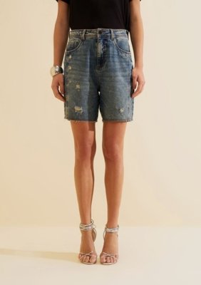 Bermuda Jeans Reta Índigo - Azul