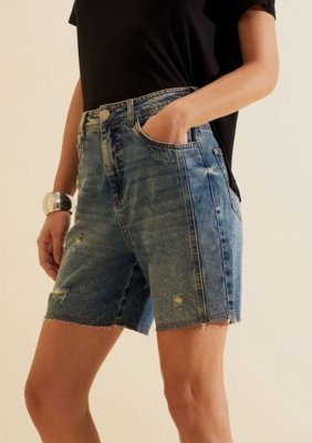 Bermuda Jeans Reta Índigo - Azul