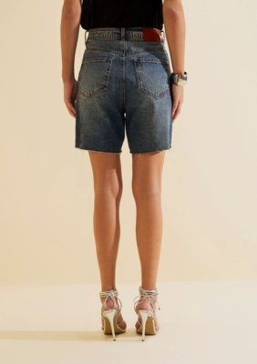 Bermuda Jeans Reta Índigo - Azul