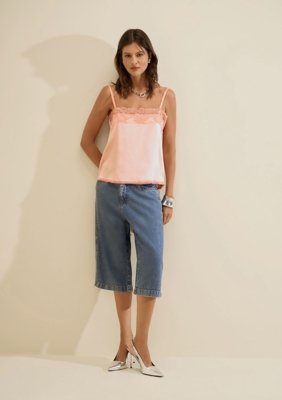 Bermuda Jeans Reta Índigo - Azul