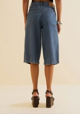 Bermuda Jeans Reta Índigo - Azul