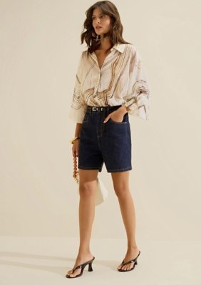 Bermuda Jeans Reta Origem - Azul