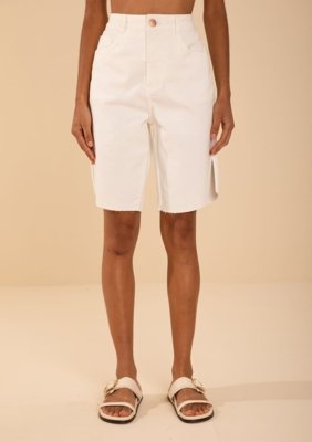 Bermuda Morena Rosa Ciclista Alta Off Off-white