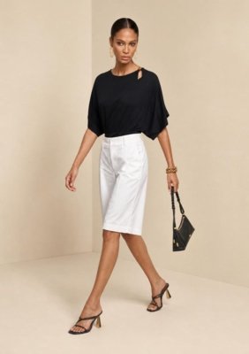 Bermuda Morena Rosa Reta Alta - Off-white