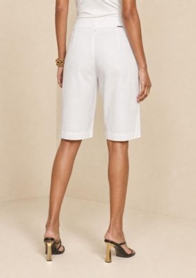 Bermuda Morena Rosa Reta Alta - Off-white