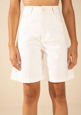 Bermuda Morena Rosa Reta Alta Off Off-white