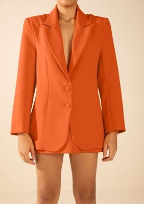 Blazer Morena Rosa Oversized Manga Longa Alongado Laranja