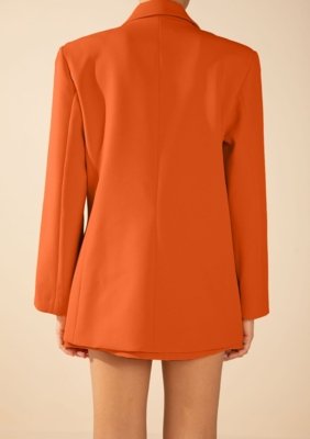Blazer Morena Rosa Oversized Manga Longa Alongado Laranja