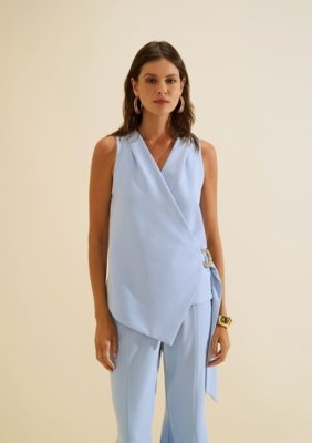 Blusa Decote V Origem - Azul