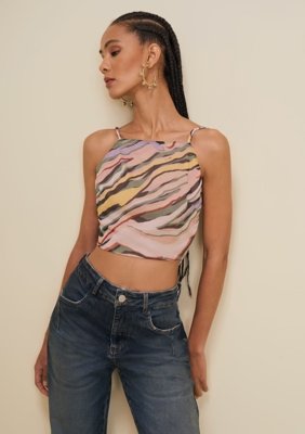 Blusa Morena Rosa Cava Francesa Amarração Costas Rosa