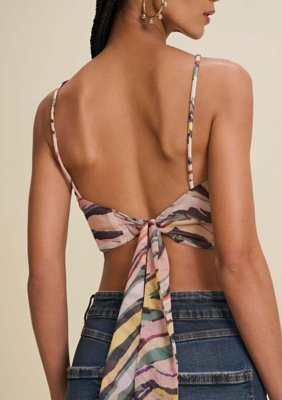 Blusa Morena Rosa Cava Francesa Amarração Costas Rosa