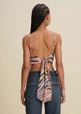 Blusa Morena Rosa Cava Francesa Amarração Costas Rosa