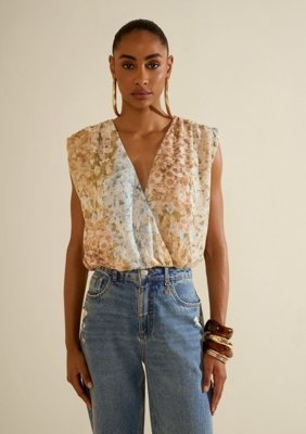 Blusa Transpassada Florescer - Azul