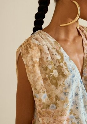Blusa Transpassada Florescer - Azul