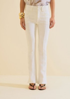 Calca Boot Cut Alta - Off-white