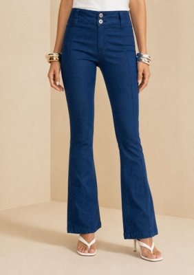 Calça Boot Cut Média - Azul