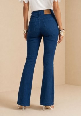 Calça Boot Cut Média - Azul