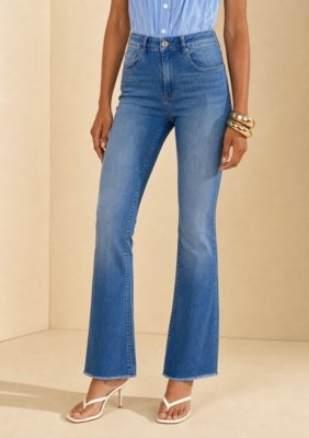 Calça Boot Cut Média - Azul
