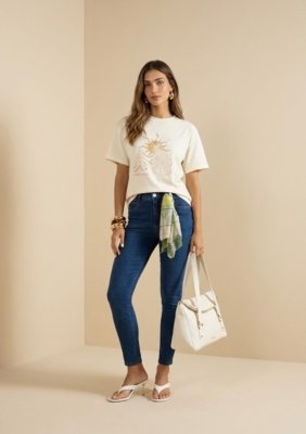 Calça Cigarrete Alta - Azul