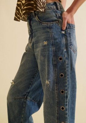 Calca Jeans Cenoura Favo - Azul
