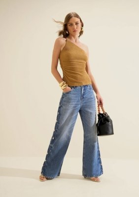 Calça Jeans Wide Leg Índigo - Azul