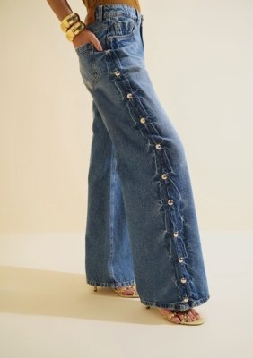 Calça Jeans Wide Leg Índigo - Azul