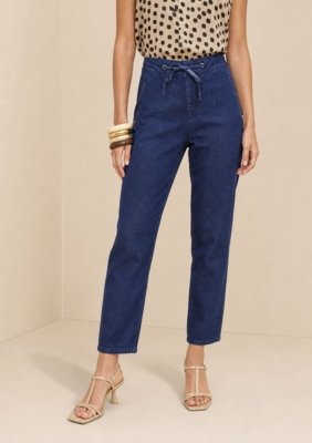 Calça Mom Média - Azul