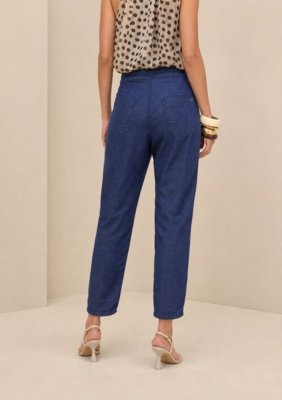 Calça Mom Média - Azul