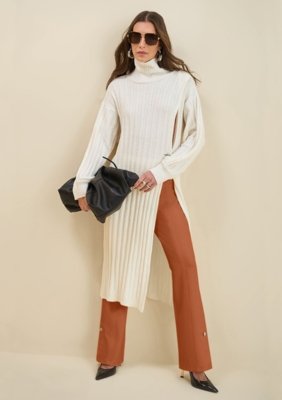 Calça Morena Rosa Boot Cut Alta Bege