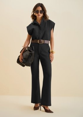 Calça Morena Rosa Boot Cut Alta Preto