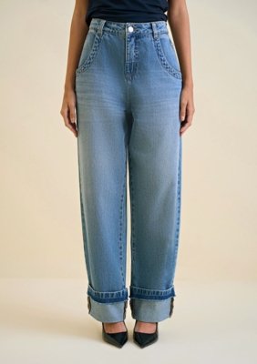 Calça Morena Rosa Cenoura Alta - Azul