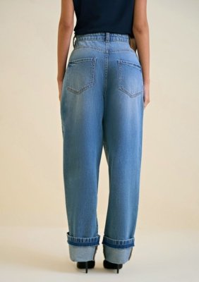 Calça Morena Rosa Cenoura Alta - Azul