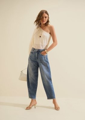 Calça Morena Rosa Cenoura Alta - Azul