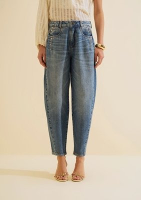 Calça Morena Rosa Cenoura Alta - Azul