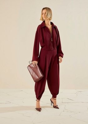 Calça Morena Rosa Cenoura Alta - Bordô
