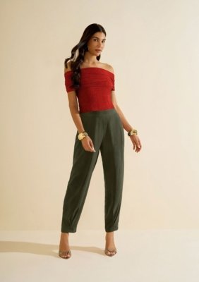 Calça Morena Rosa Cenoura Alta - Verde