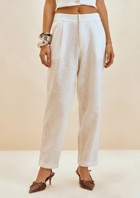 Calça Morena Rosa Cenoura Alta Off Off-white