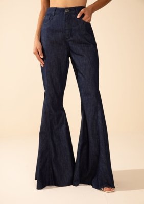 Calça Morena Rosa Flare Alta Azul