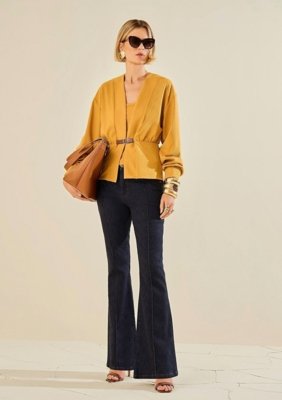Calça Morena Rosa Flare Média - Azul
