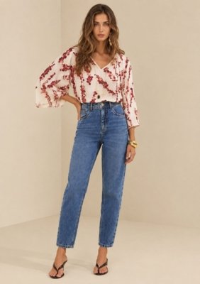 Calça Morena Rosa Mom Alta - Azul