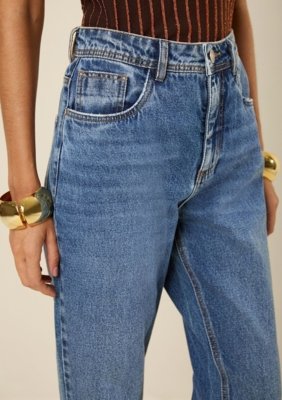 Calça Morena Rosa Mom Alta - Azul