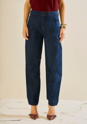 Calça Morena Rosa Mom Alta - Azul