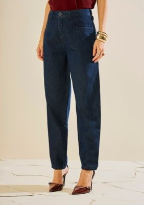 Calça Morena Rosa Mom Alta - Azul