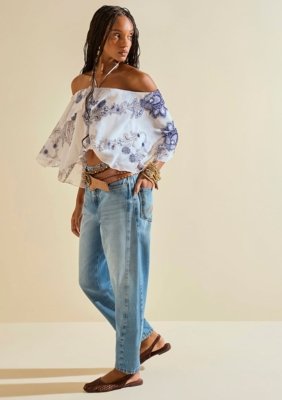 Calça Morena Rosa Mom Alta Azul