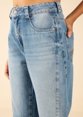 Calça Morena Rosa Mom Alta Azul