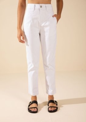 Calça Morena Rosa Mom Alta Off Off-white