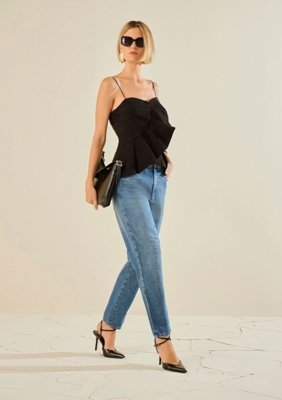 Calça Morena Rosa Mom Média - Azul