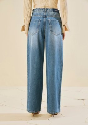 Calça Morena Rosa Pantalona Alta - Azul